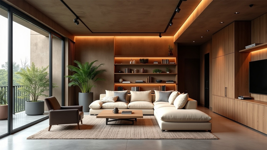 Phòng khách dùng màu sơn hiệu ứng hợp tuổi Đinh Hợi