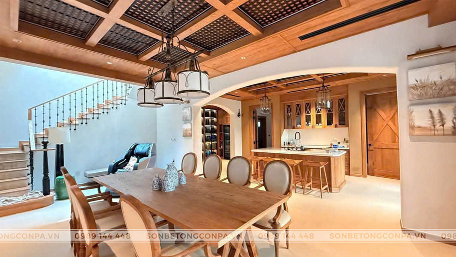 Phòng khách dùng màu sơn hiệu ứng hợp tuổi Giáp Dần