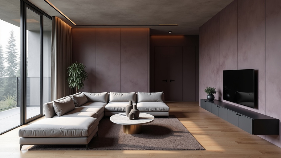 Phòng khách dùng màu sơn hiệu ứng hợp tuổi Kỷ Hợi