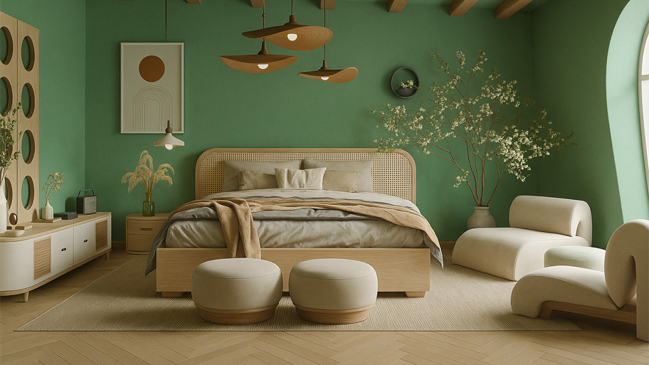 Phòng khách ứng dụng màu sơn hiệu ứng hợp tuổi Nhâm Tý