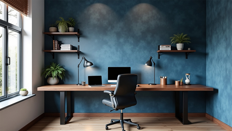 Phòng làm việc dùng màu sơn hiệu ứng hợp tuổi Quý Hợi