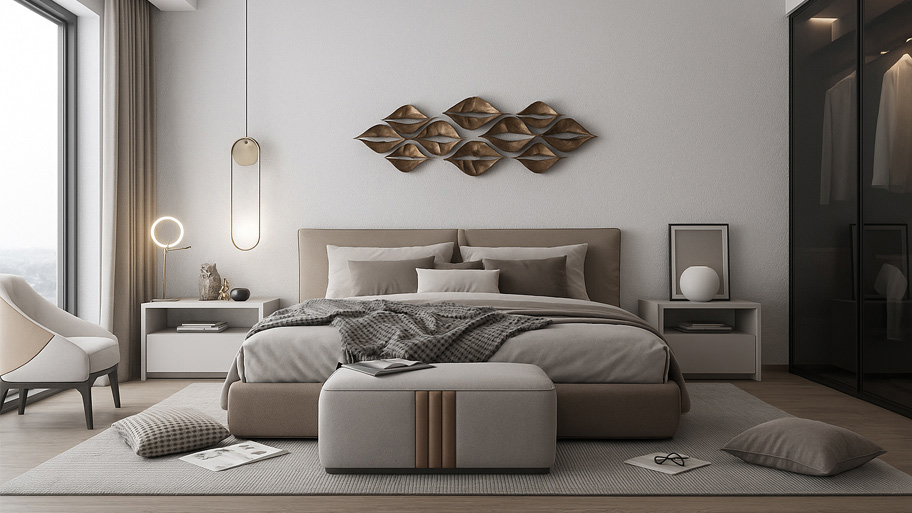 Phòng ngủ dùng màu sơn hiệu ứng hợp tuổi Giáp Tý