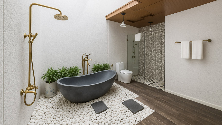 Phòng tăm sử dụng màu sơn hiệu ứng hợp tuổi Nhâm Dần